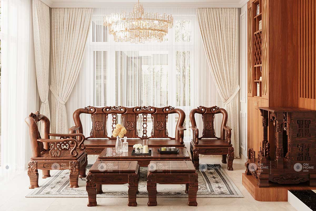 living room space of Bach Dang villa