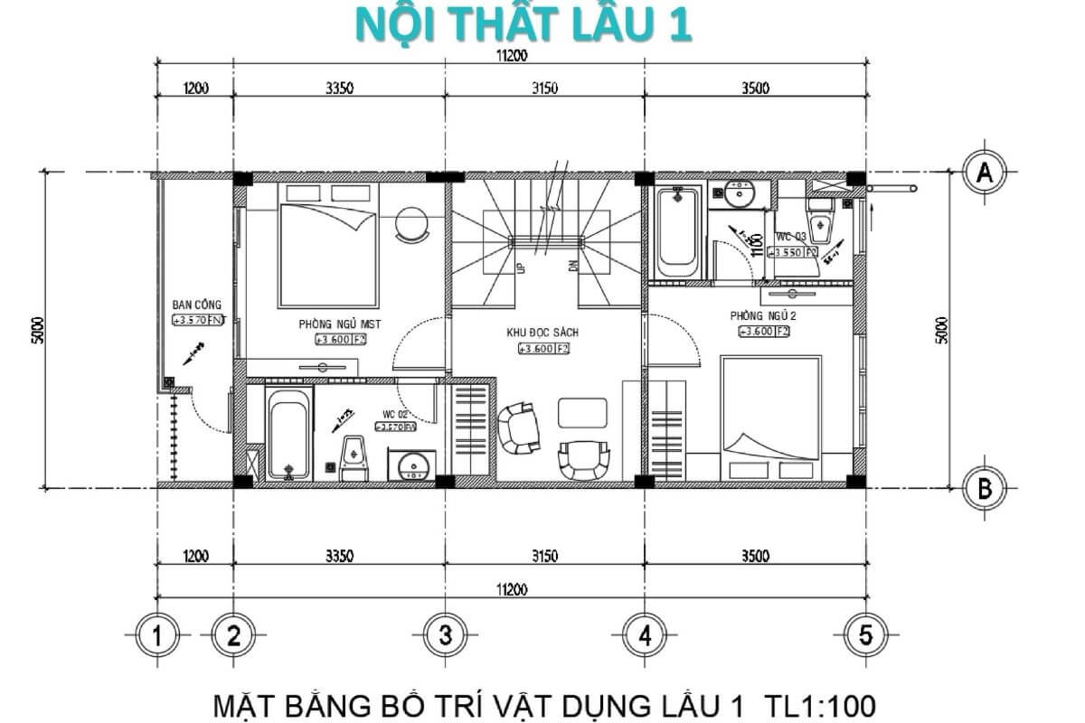 Floor plan of the 1st floor of the town house of Mrs. Hoi Nguyen