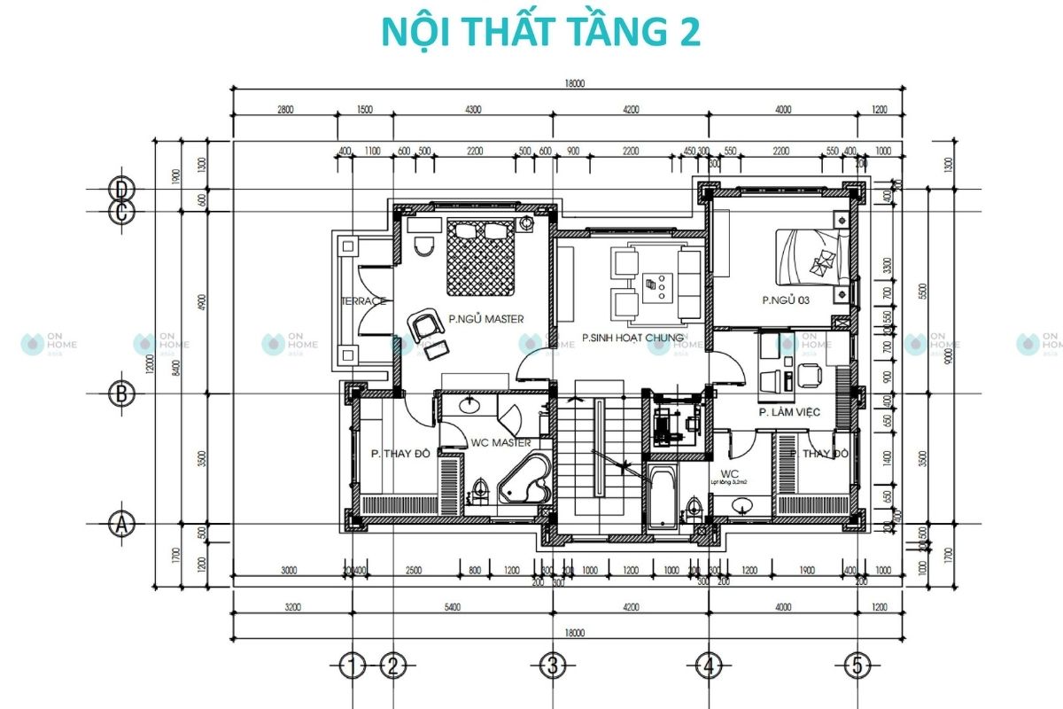 2nd floor plan of Bach Dang villa
