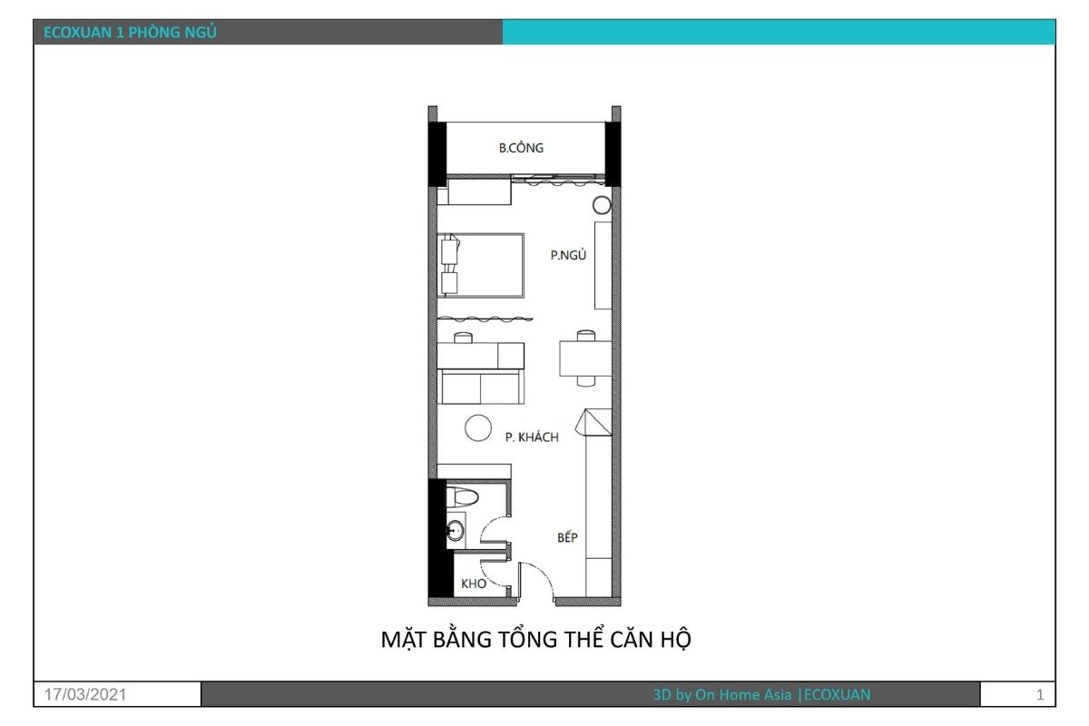 floor plan of 1 bedroom eco spring apartment