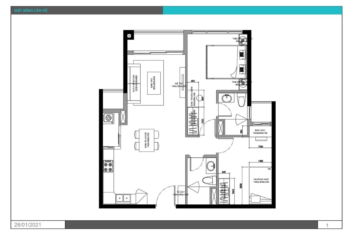 The floor plan of the apartment family compass one sister Cam Hang
