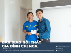 handing over furniture to Ms. Thanh Nga