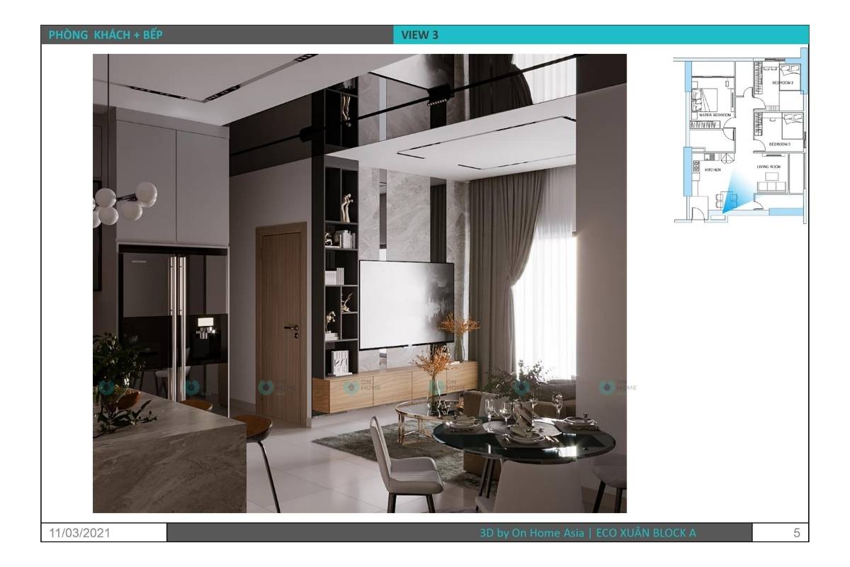 tv shelf living room interior of eco xuan 3 bedroom apartment model 4