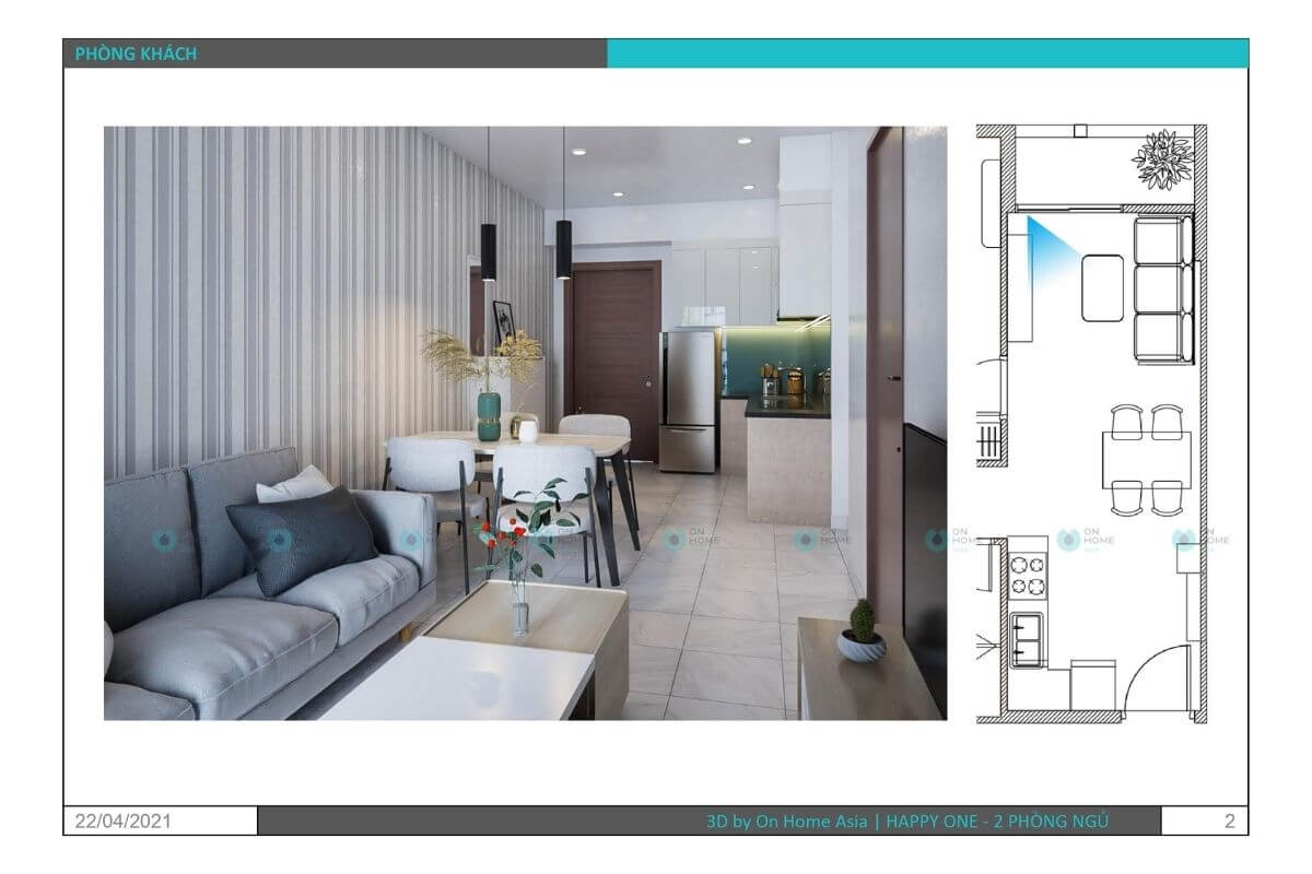 Living room interior of Happy One Binh Duong 2 bedroom apartment Ms. Phuong