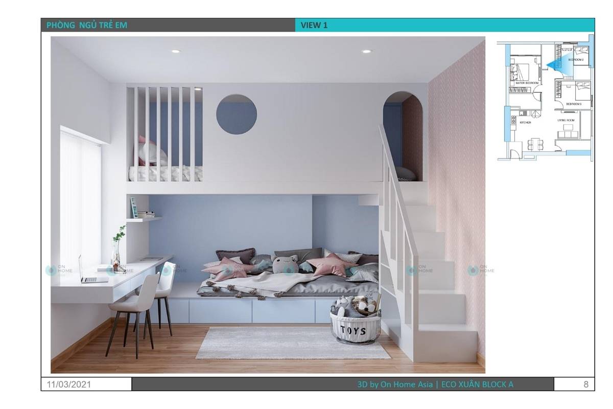 Children's bedroom interior in eco xuan apartment - 3 bedrooms model 4