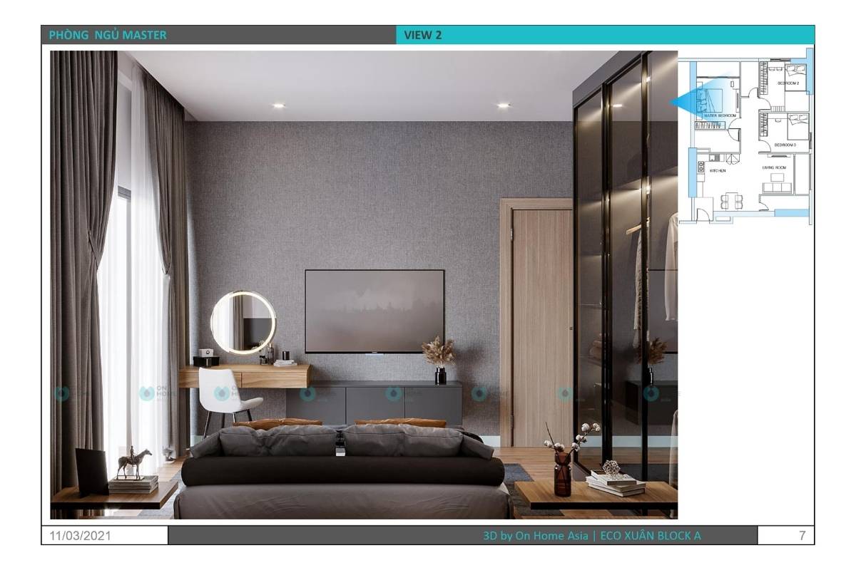 master bedroom interior of eco xuan apartment - 3 bedrooms model 4