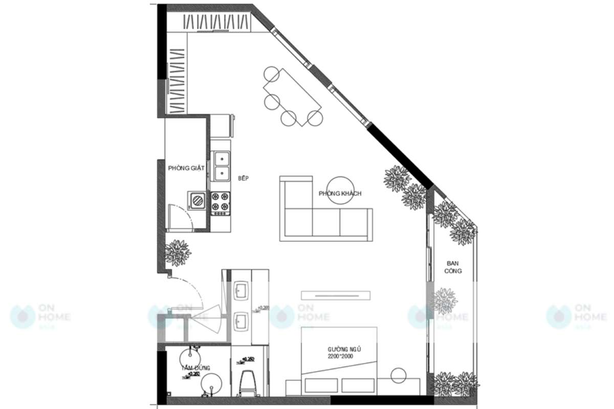 Floor plan of 1 bedroom apartment Mr. Doanh