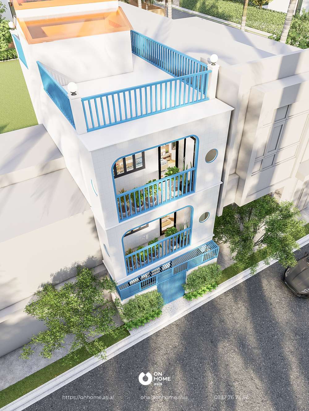 Toàn cảnh nhà phố 1 trệt 2 lầu