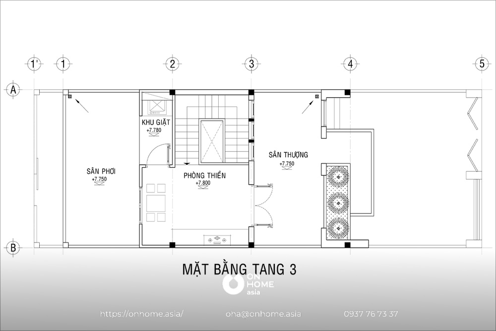 Mặt bằng nhà phố 1 trệt 2 lầu - tầng 3
