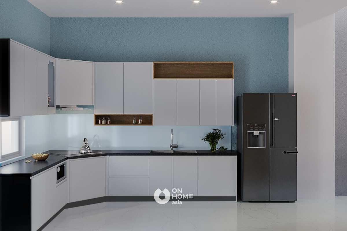 Interior design of modern townhouse - mr. Chi linh - ben cat Kitchen space in mr. Chi linh's townhouse