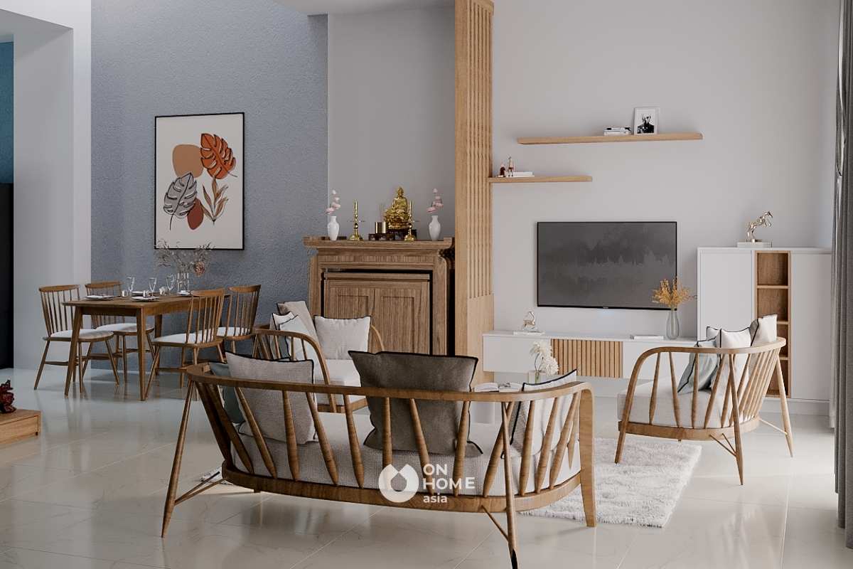 Interior design of modern townhouse - mr. Chi linh - ben cat Interior of the living room of mr. Chi linh's townhouse