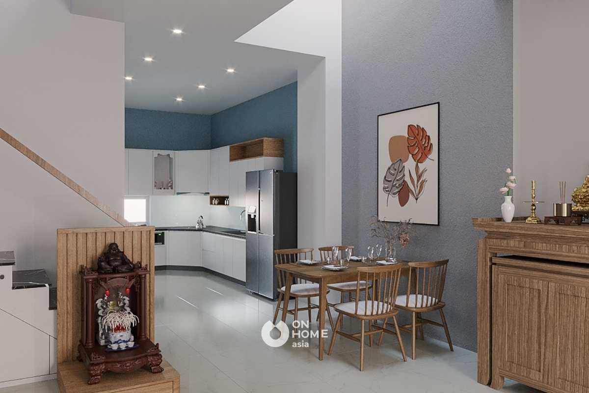 Interior design of modern townhouse - mr. Chi linh - ben cat Interior of the kitchen in mr. Chi linh's townhouse