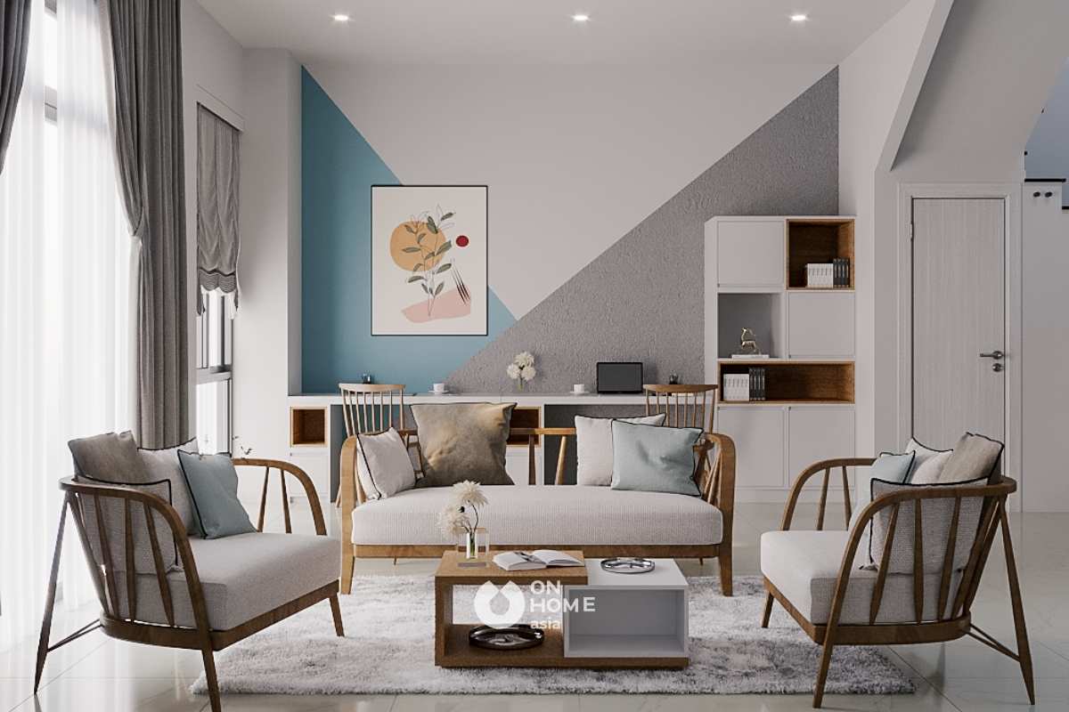 Interior design of modern townhouse - mr. Chi linh - ben cat Living room space of mr. Chi linh's townhouse