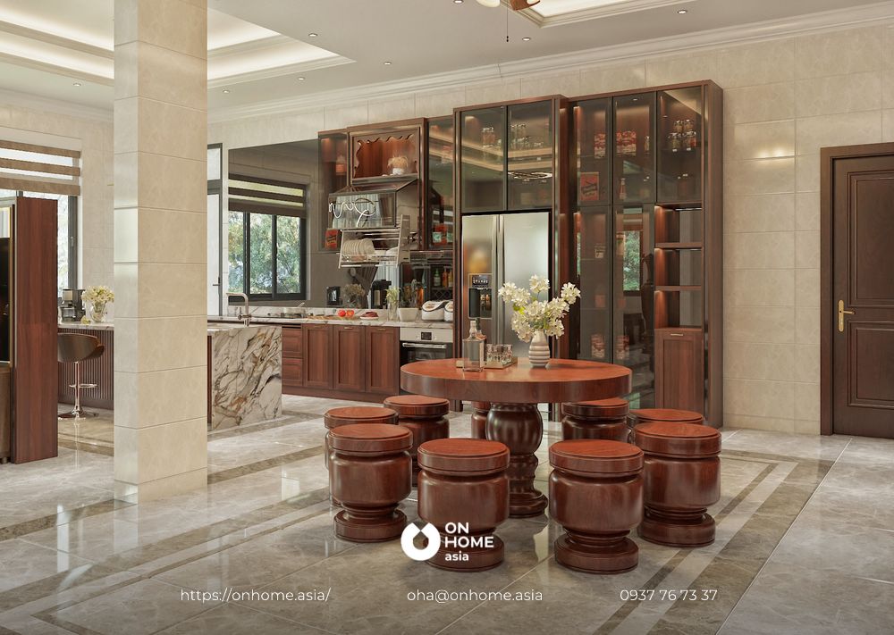 Thiết kế nội thất biệt thự phong cách tân cổ điển kết hợp luxury - phòng bếp