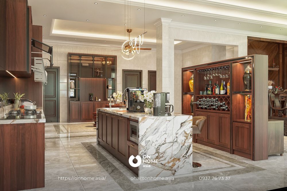 Thiết kế nội thất biệt thự phong cách tân cổ điển kết hợp luxury - phòng bếp