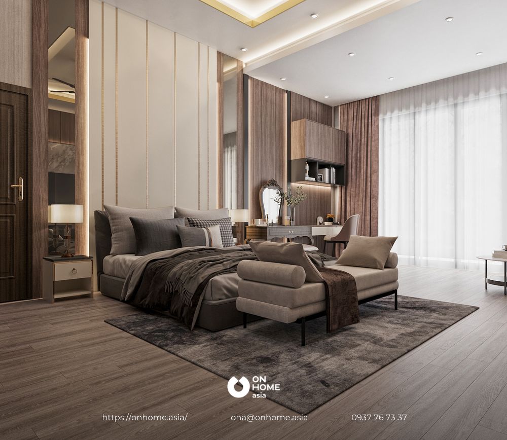 Thiết kế nội thất biệt thự phong cách tân cổ điển kết hợp luxury - phòng ngủ master