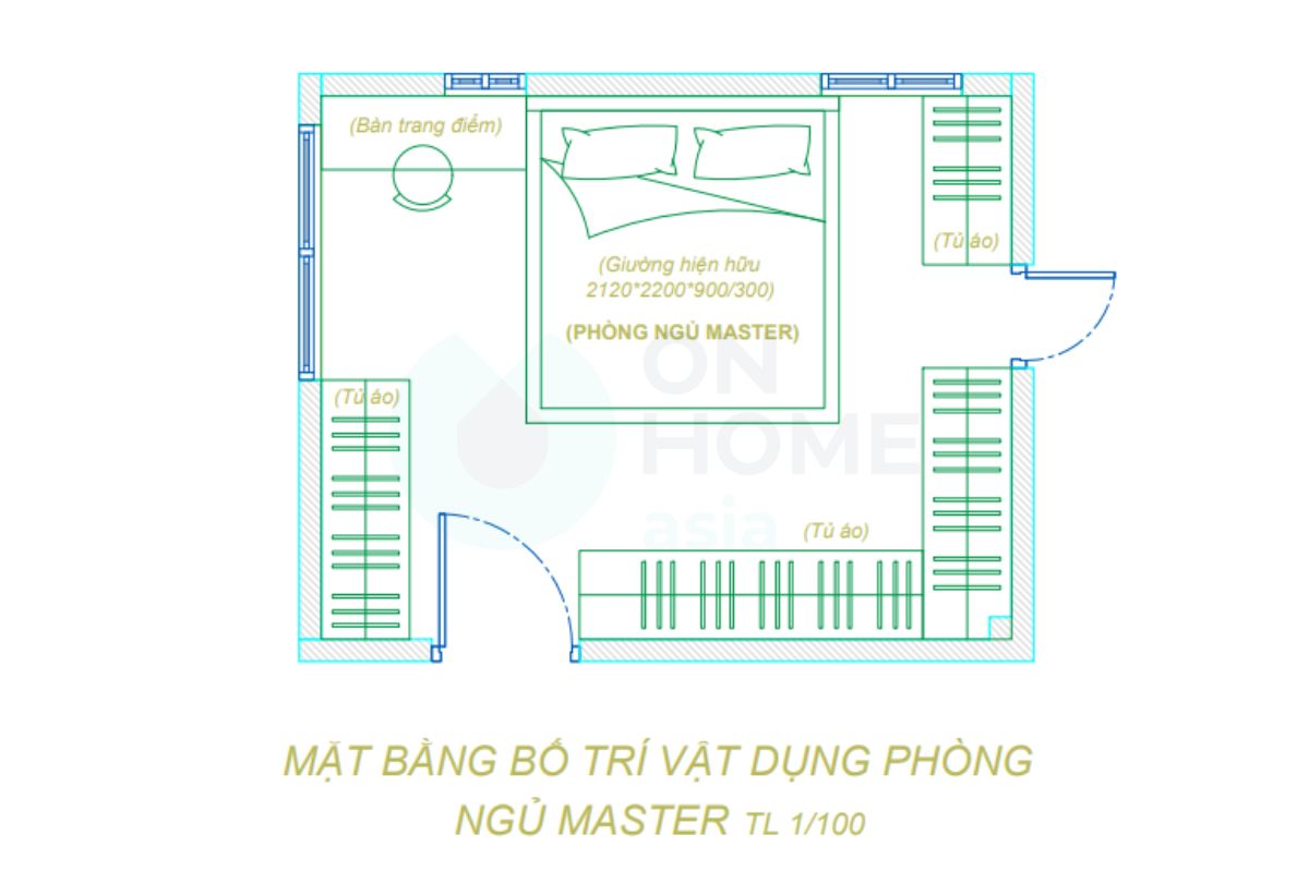 Mặt bằng phòng ngủ master