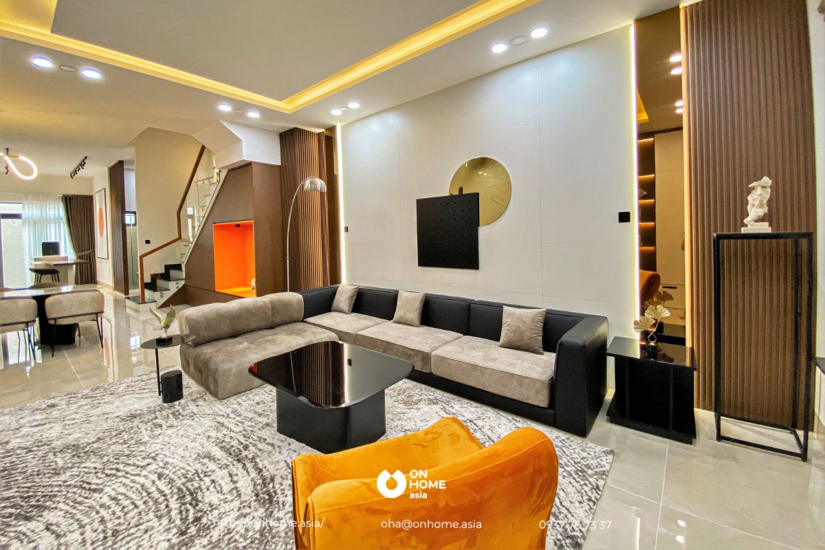 Thiết kế nội thất phòng khách nhà phố Thuận An