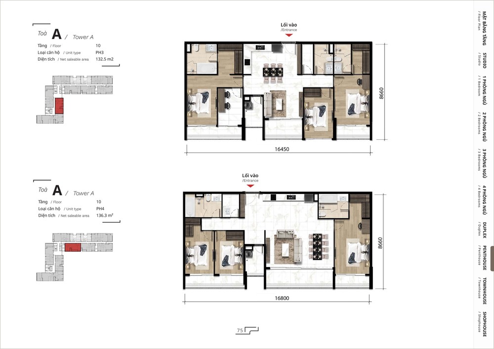 Nội thất penthouse the ten midori park Mặt bằng căn hộ penthouse dự án midori park the ten