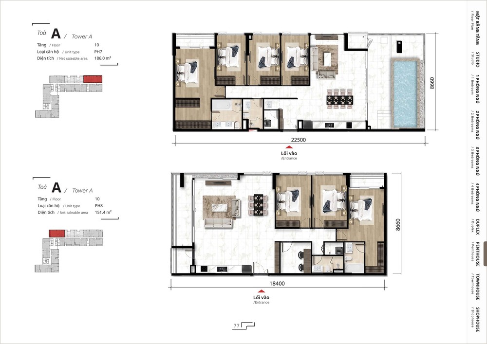 Nội thất penthouse the ten midori park Mặt bằng căn hộ penthouse dự án midori park the ten