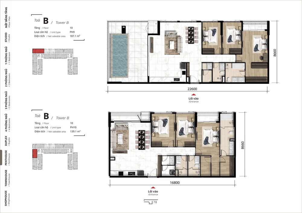 Nội thất penthouse the ten midori park Mặt bằng căn hộ penthouse dự án midori park the ten