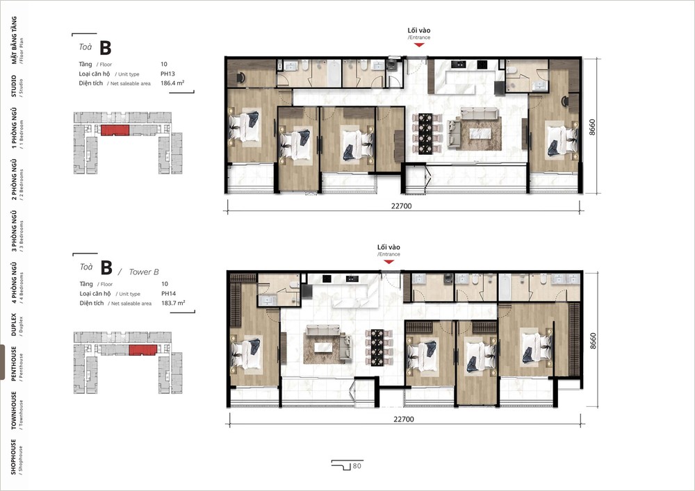 Nội thất penthouse the ten midori park Mặt bằng căn hộ penthouse dự án midori park the ten