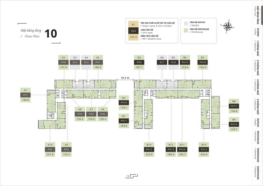 Nội thất penthouse the ten midori park Mặt bằng tầng dự án midori park the ten
