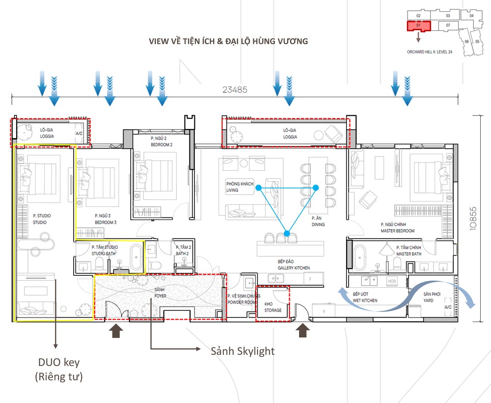 Mặt bằng penthouse orchard hill 01