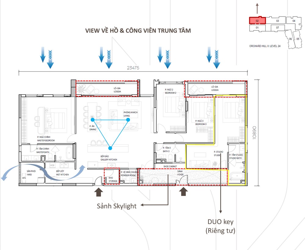 Mặt bằng penthouse orchard hill 02