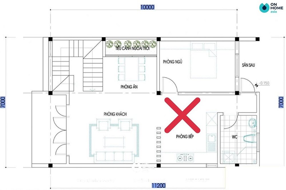 Không đặt bếp đối diện cửa phòng ngủ - phong thủy nhà bếp