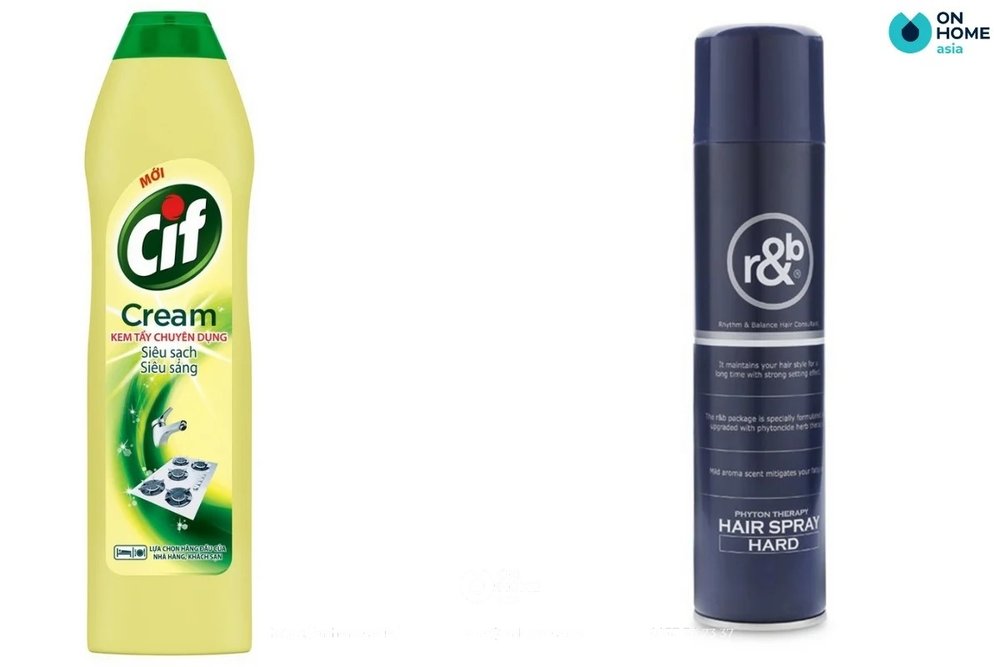 Sử dụng dung dịch tẩy rửa cif, keo xịt tóc để làm sạch vết bẩn - tẩy vết bẩn trên tường